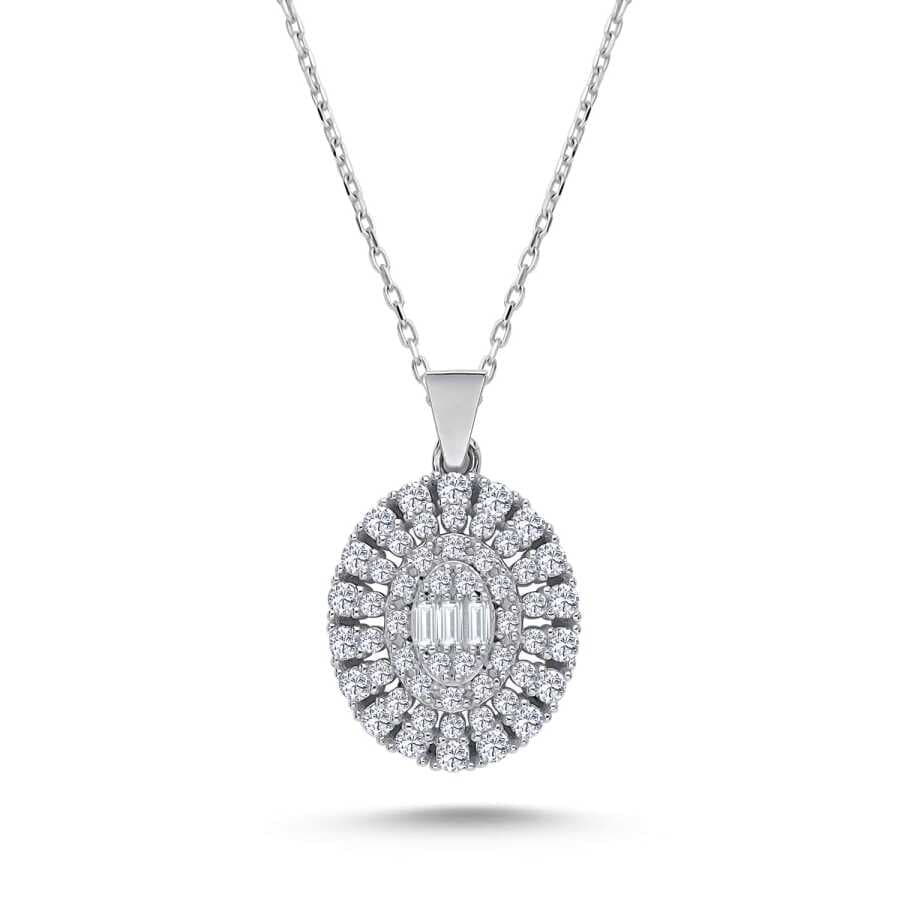 Altın Baget Taşlı Oval Kolye — 0.00 karat