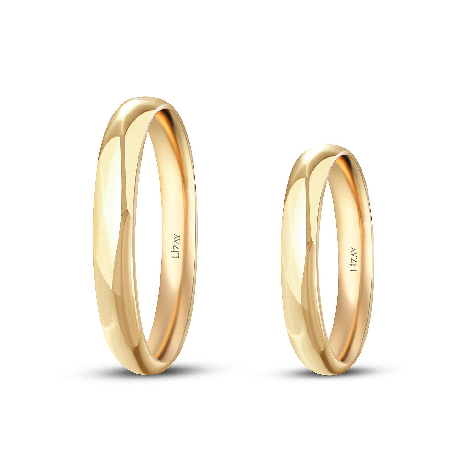 Altın Bombeli Çift Alyans - 3 mm — 0.00 karat