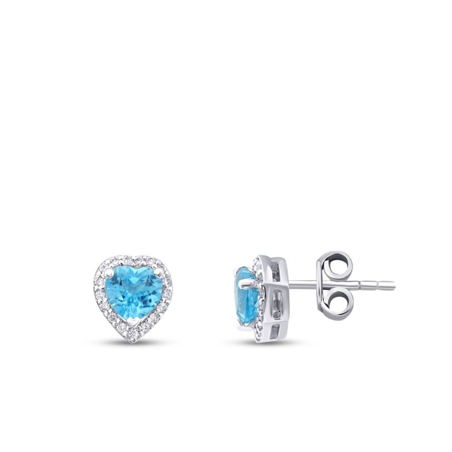 Blue Topaz Kalp Taşlı Küpe — görsel 1