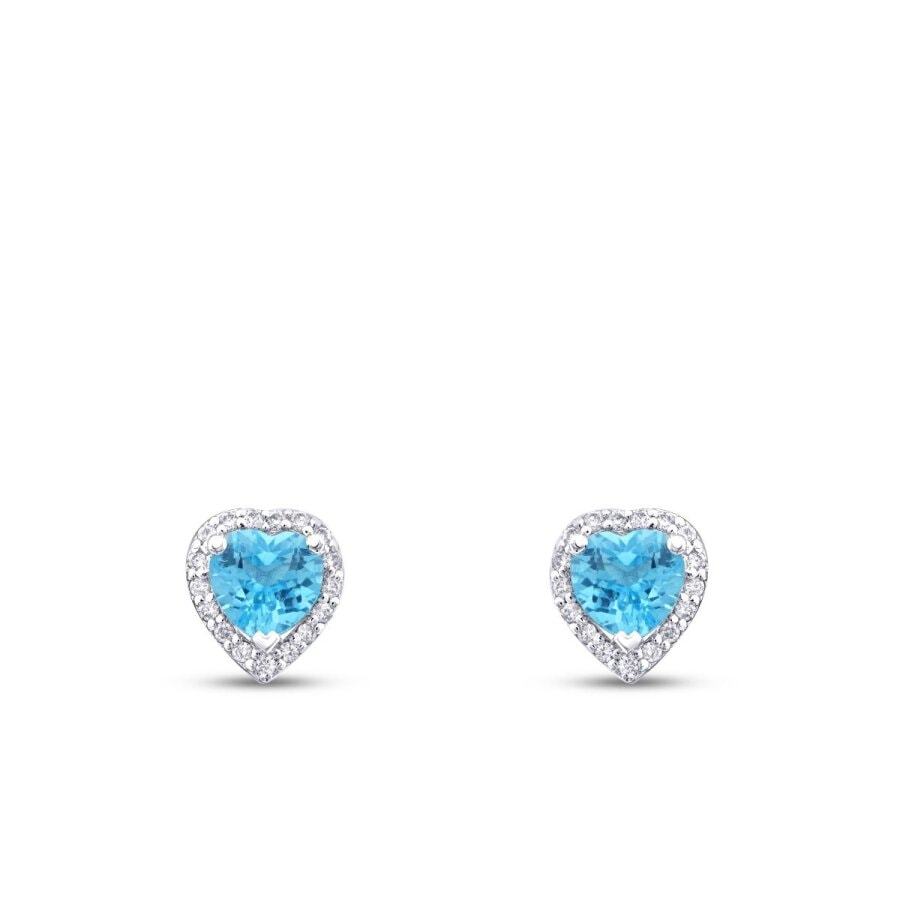 Blue Topaz Kalp Taşlı Küpe — görsel 2