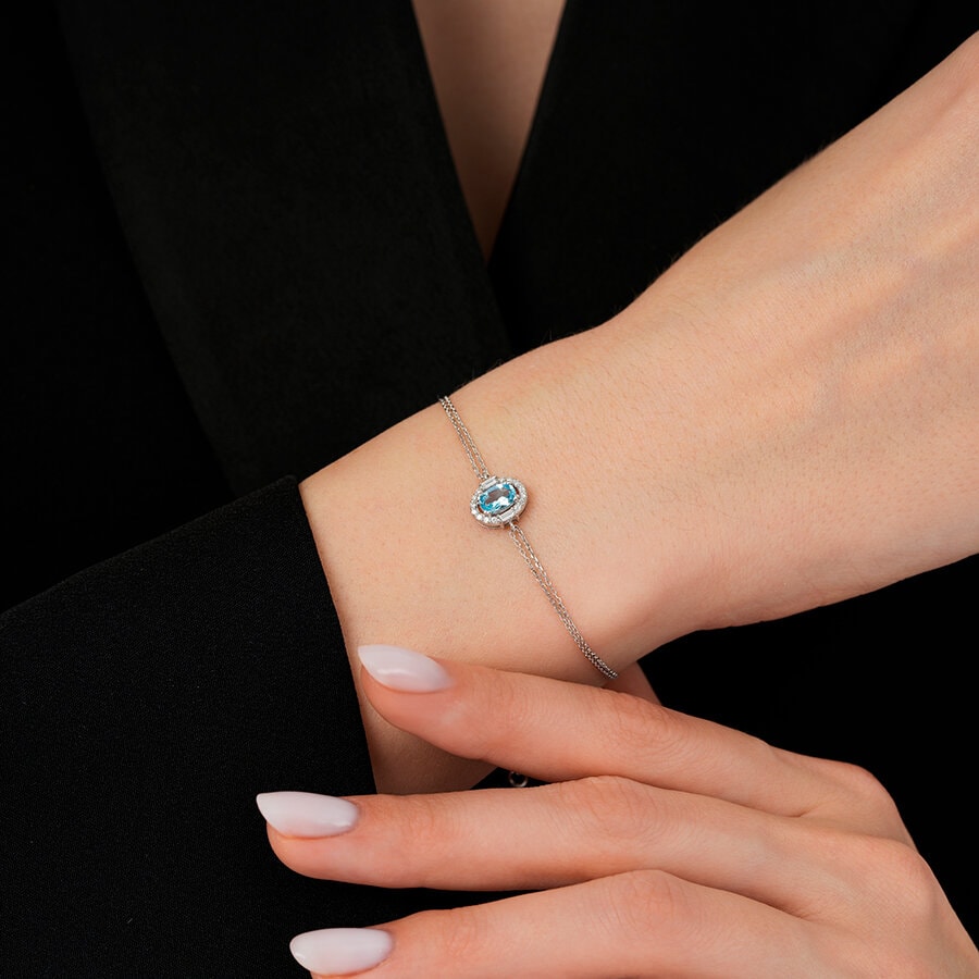 Baget Taşlı Blue Topaz Bileklik — görsel 3