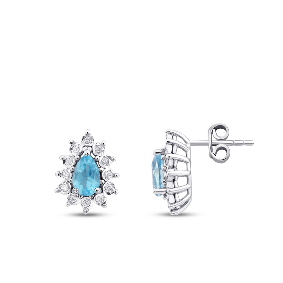 Damla Taşlı Blue Topaz Küpe — görsel 1